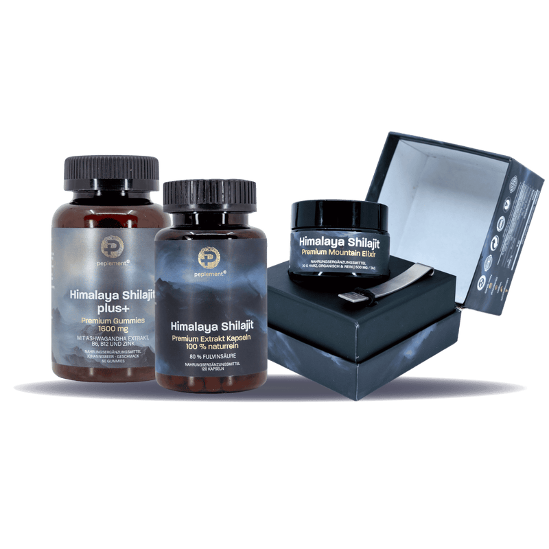 Power-Bundle in einem, Reines Himalaya Shilajit, Mit Balance-Komplex, Flexibel einnehmen, Geprüfte Schweizer Qualität und Bundle-Preisvorteil sichern