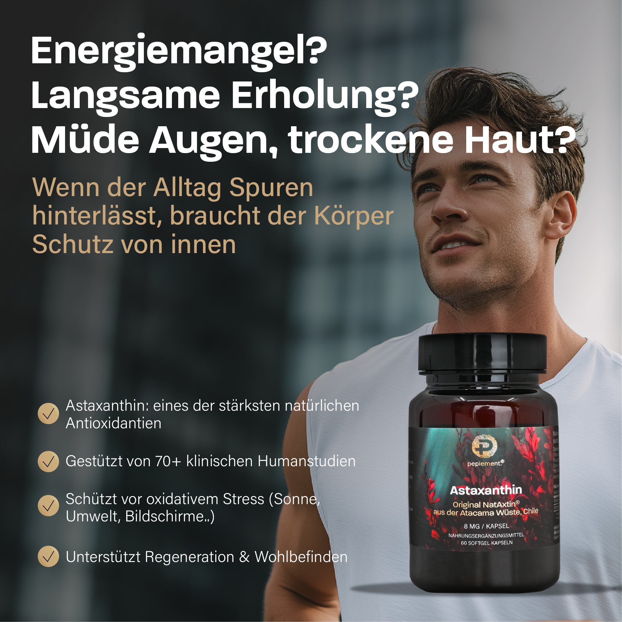 Astaxanthin - NatAxtin®. Premium Antioxidantien Softgels & Vitamin E