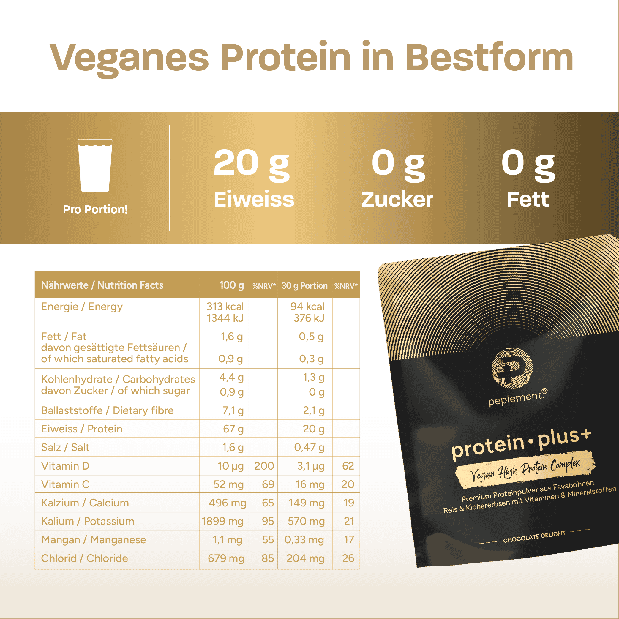 Veganes Premium-Protein mit herausragenden Leistungsdaten (600 g Pulver, Schoko Geschmack)