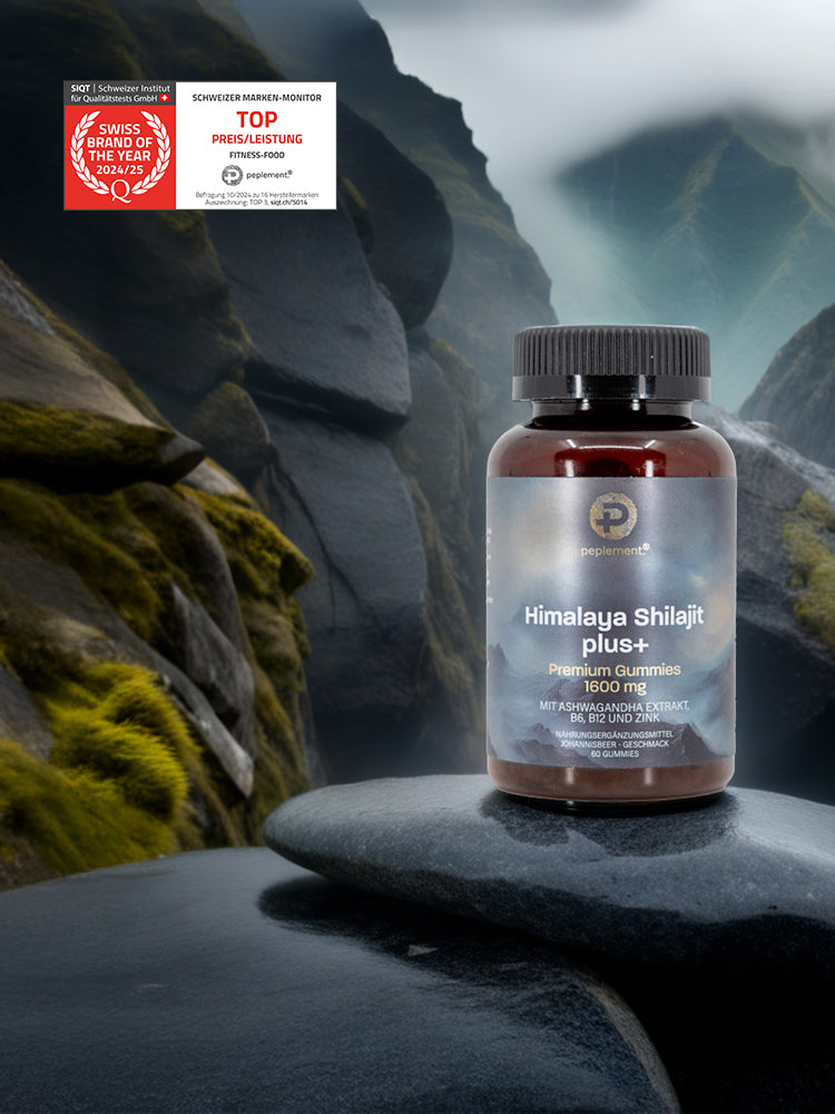 Shilajit Gummies mit Ashwagandha, 
Zink, Vitamin B6 & B12.
