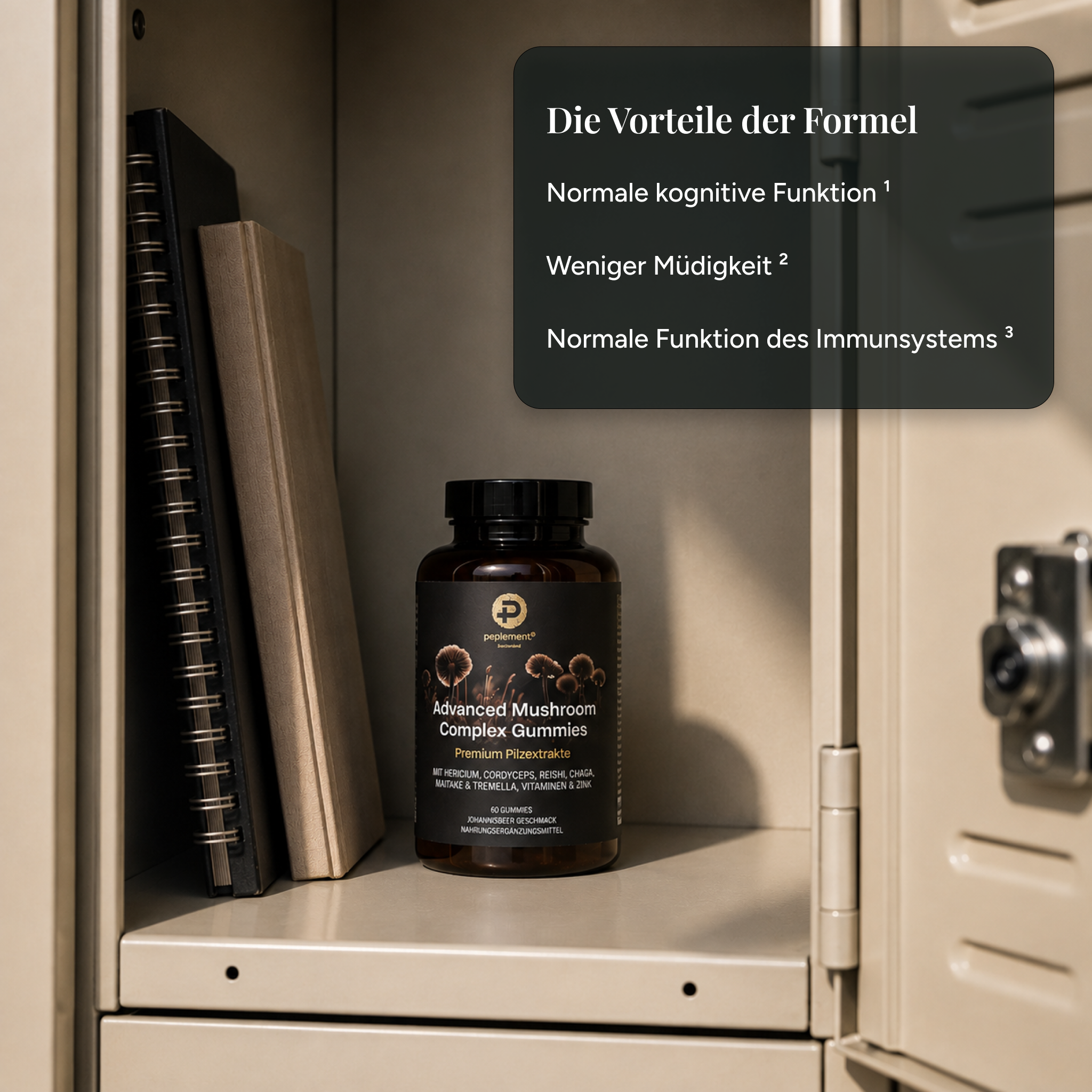 6 hochwertige Pilzextrakte ergänzt mit Vitaminen und Zink