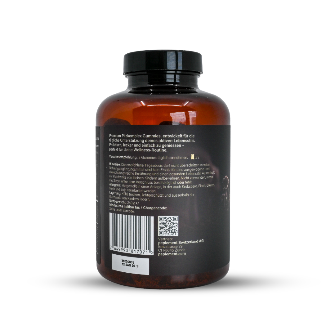 Advanced Mushroom Complex Gummies - Hericium, Reishi, Cordyceps, Chaga, Maitake & Tremella