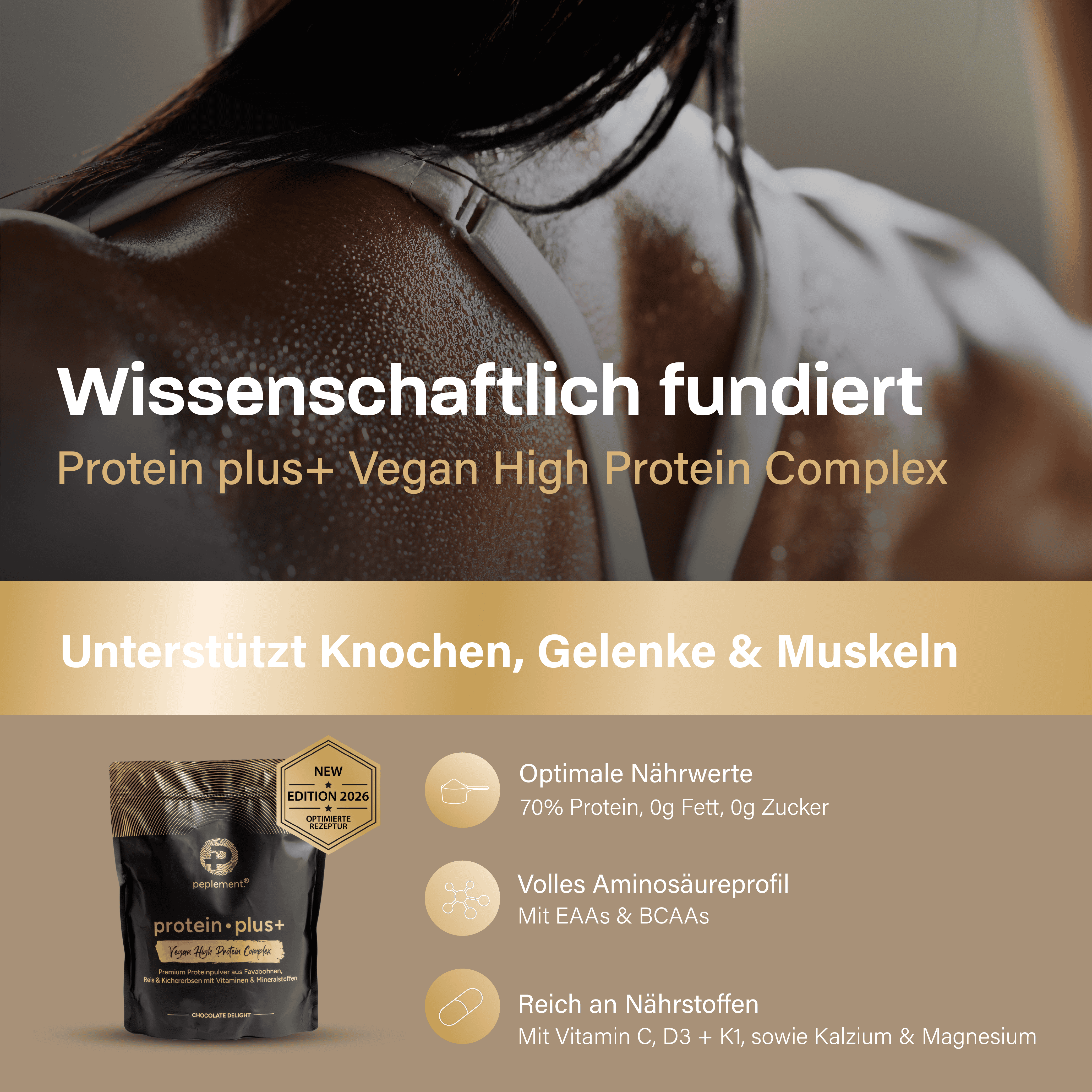 Veganes Premium-Protein mit herausragenden Leistungsdaten (560 g Pulver, Schoko Geschmack)