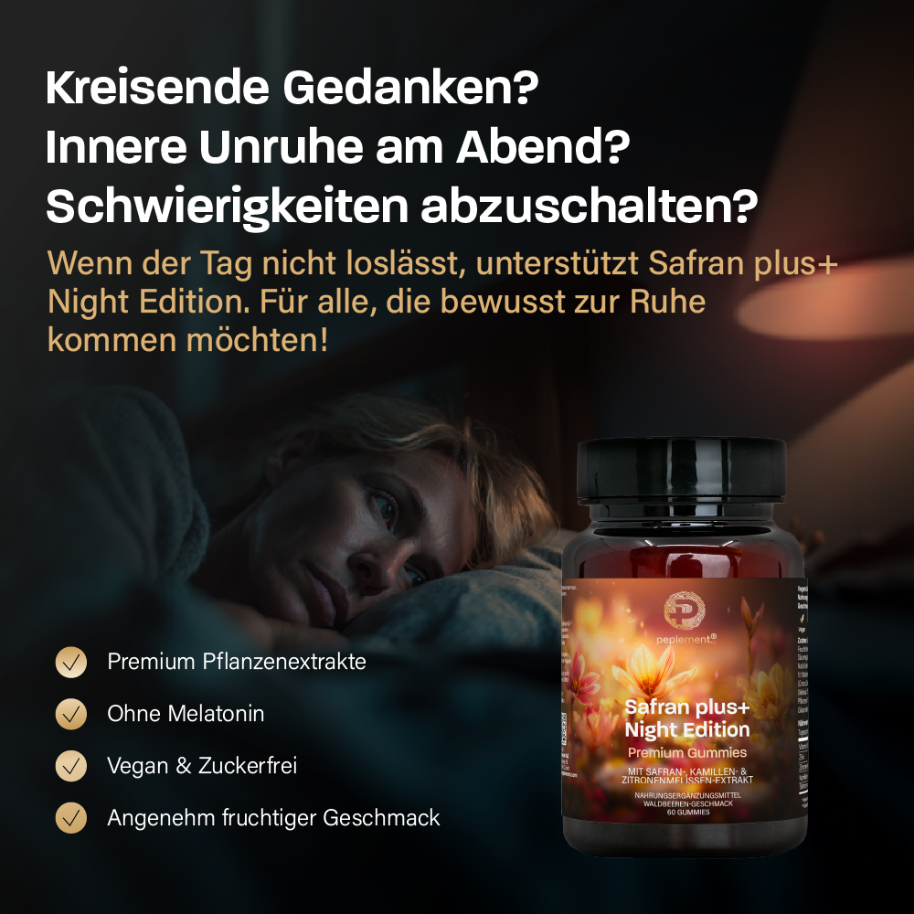 Safran plus+ Night Edition – zuckerfreie Safran Gummies mit Vitamin B6 & Zink (2026)